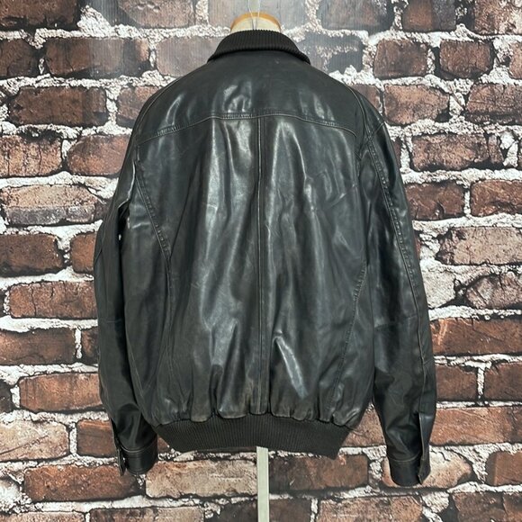 Levi's Faux Leather Distressed Aviator Jacket Pockets Vent Brown Size X Large XL - Picture 10 of 16